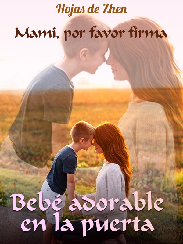 Bebé adorable en la puerta: Mami, por favor firma