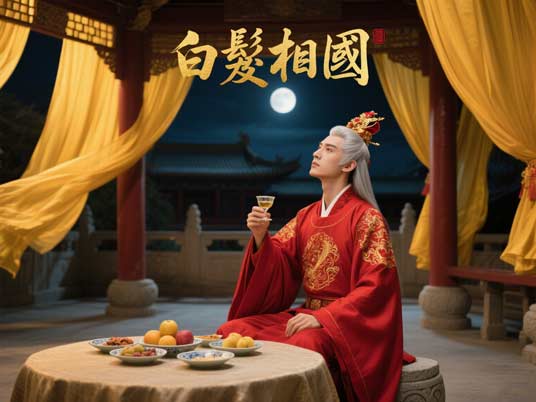 大婚那夜，燈火在長蘇衣上反射